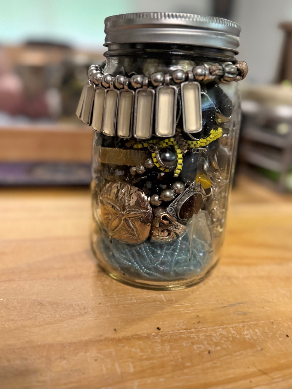 Lot Of Costume Jewelry Necklaces Earrings Bracelets Pins Large Jar Full